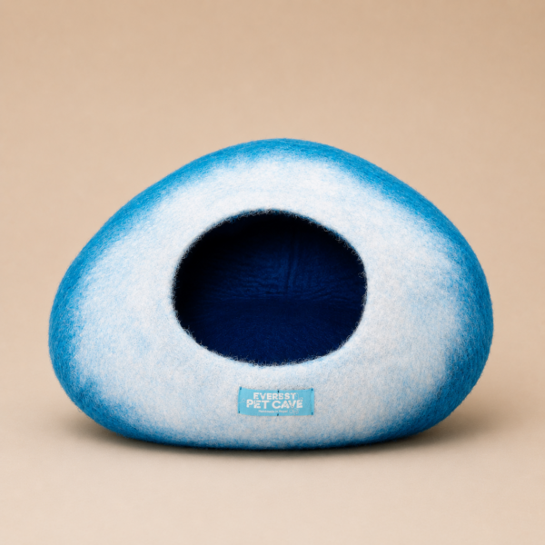 Everest® Handmade Cat Cave & Bed - White Blue