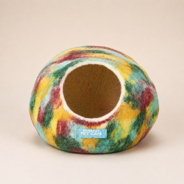 Everest® Handmade Cat Cave & Bed - Yellow Green Mixed