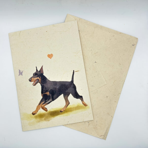 Dobermann Greeting Card A6 - Nepali Lokta Paper