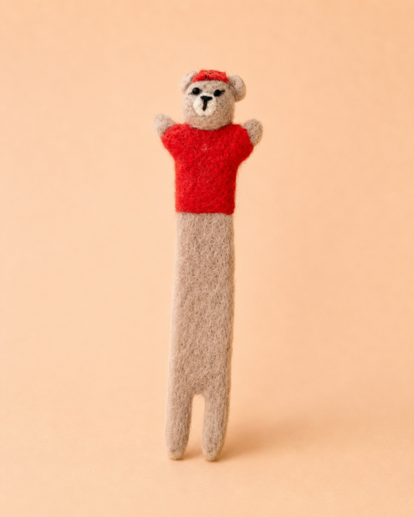 Red Bear Felted Bookmark - 100% Wool