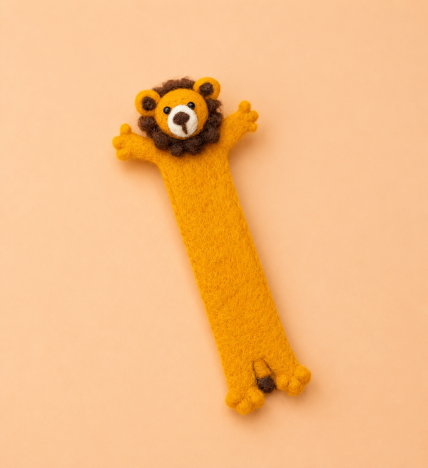 Lion Felted Bookmark - 100% Wool