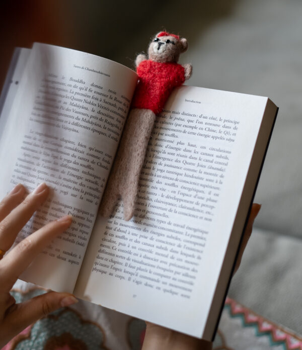 Red Bear Felted Bookmark - 100% Wool