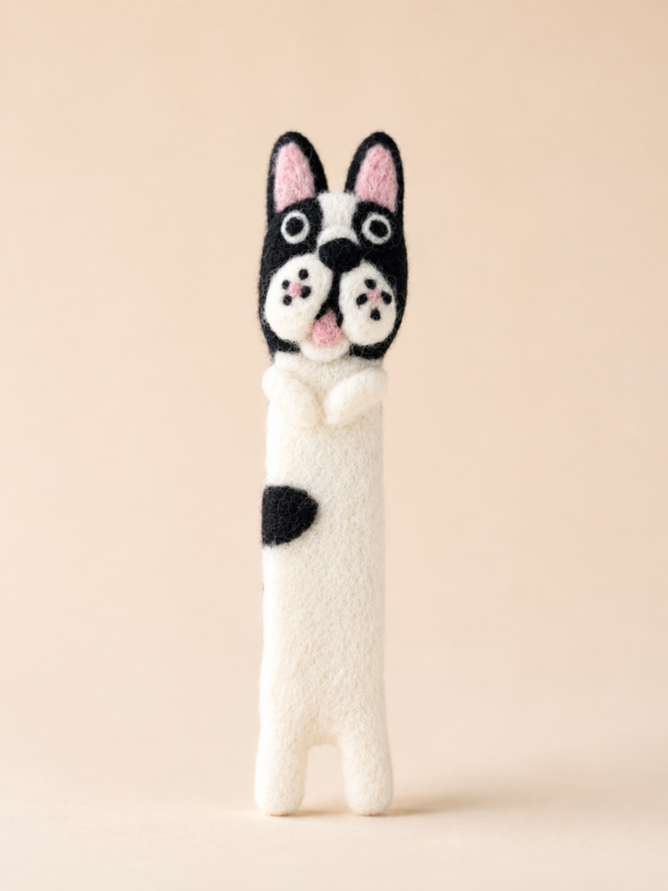 Felted Boston Terrier Bookmark - 100% Wool