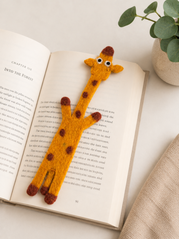 Squashed Giraffe Felted Bookmark - 100% Wool