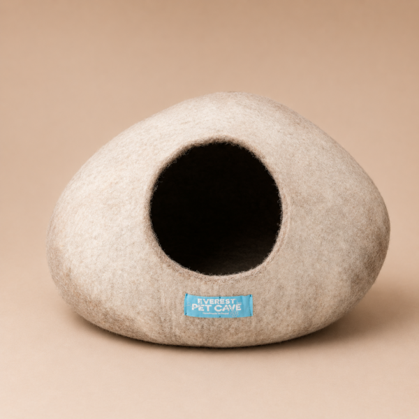 Cat Cave & Bed - White Brown Pattern