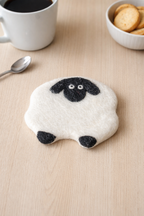 Sheep Felted Coaster -100% Wool