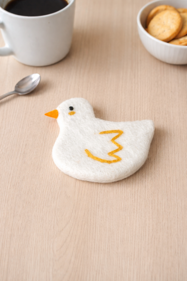 Duck Felted Coaster -100% Wool