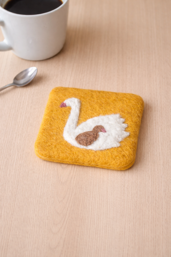 Swan Felted Coaster -100% Wool