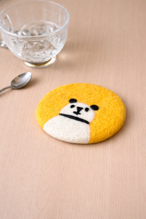 Panda Felted Coaster -100% Wool