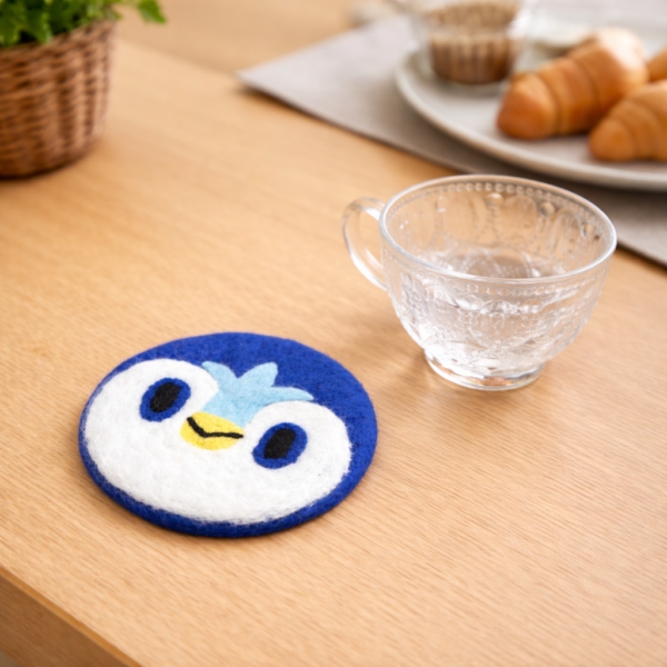 Penguin Felted Coaster -100% Wool