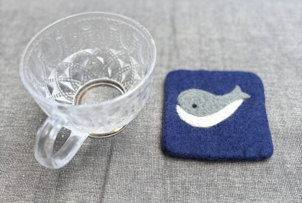 Whale Felted Coaster -100% Wool