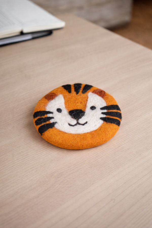 Tiger Felted Coaster -100% Wool