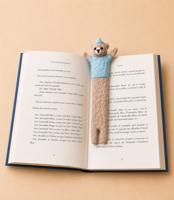 Blue Bear Felted Bookmark - 100% Wool