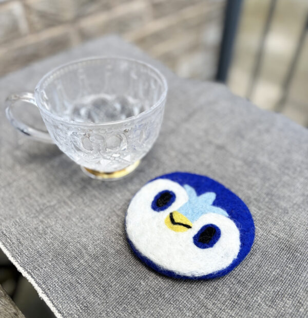 Penguin Felted Coaster -100% Wool