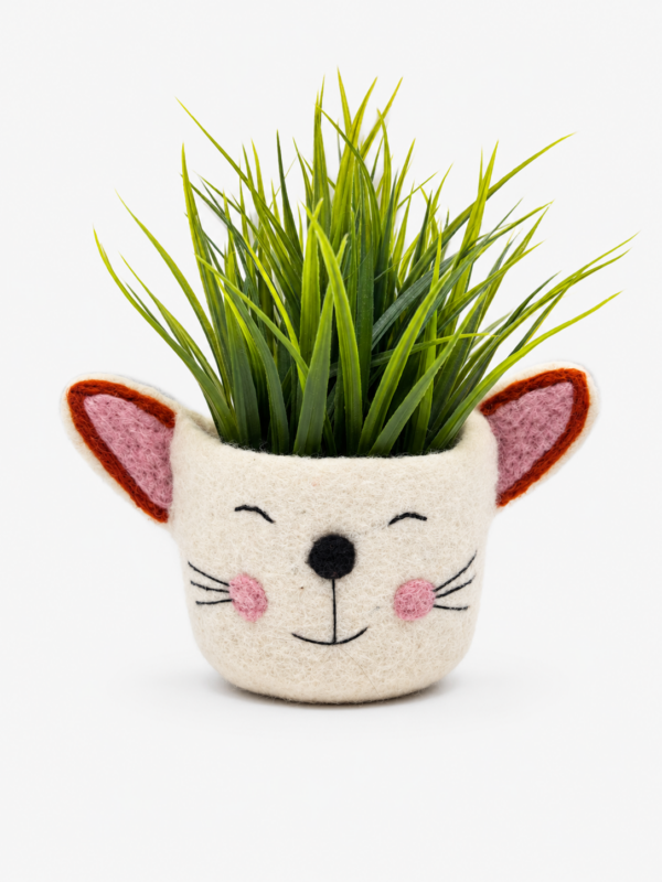 Felted Plant Potter Basket - Cat