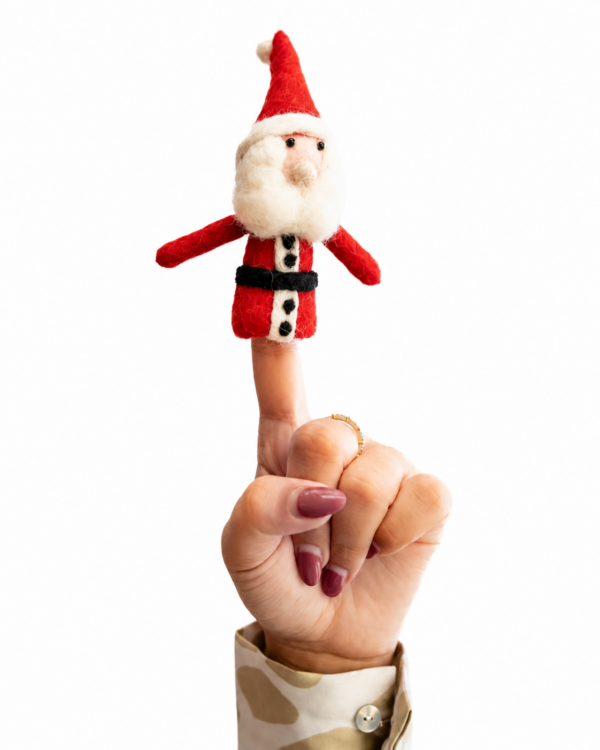 Santa Finger Puppet, Handmade - 100% Wool
