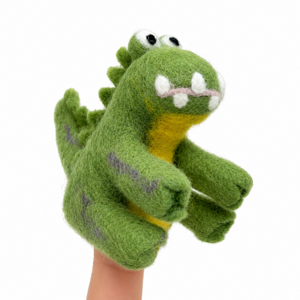 Croc Finger Puppet, Handmade - 100% Wool