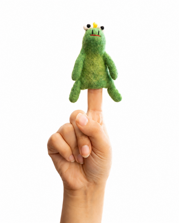 Frog Finger Puppet, Handmade - 100% Wool