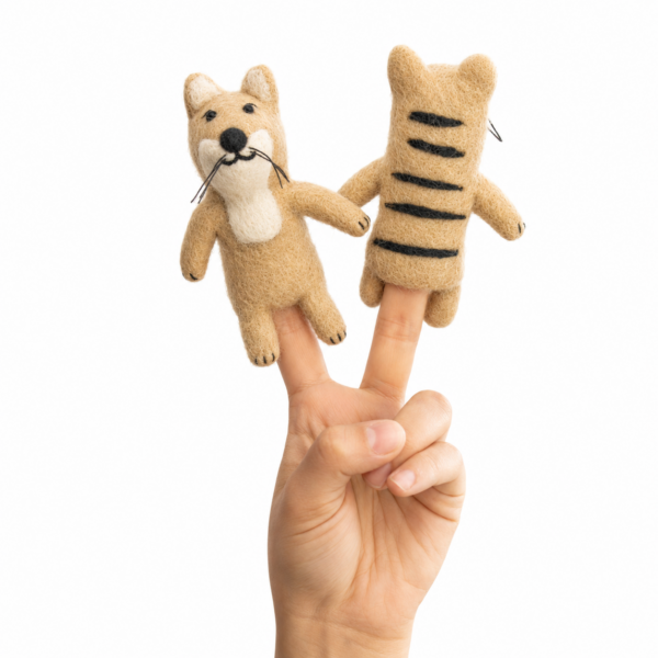 Tasmanian Tiger Finger Puppet, Handmade - 100% Wool