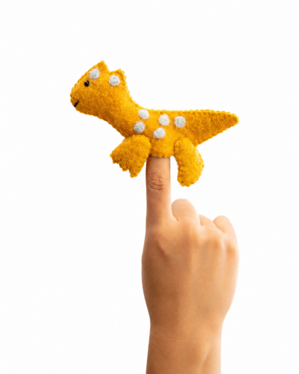 T-Rex Finger Puppet, Handmade - 100% Wool