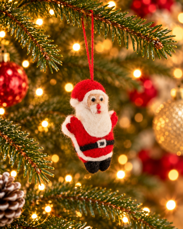 Santa Hanging Ornament - 100% Wool, Handmade