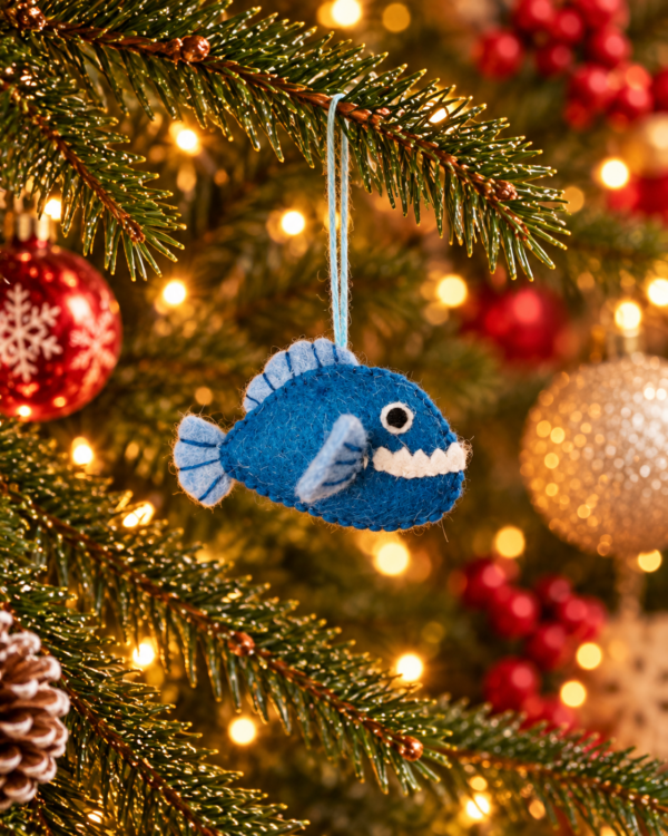Anglerfish Hanging Ornament - 100% Wool, Handmade