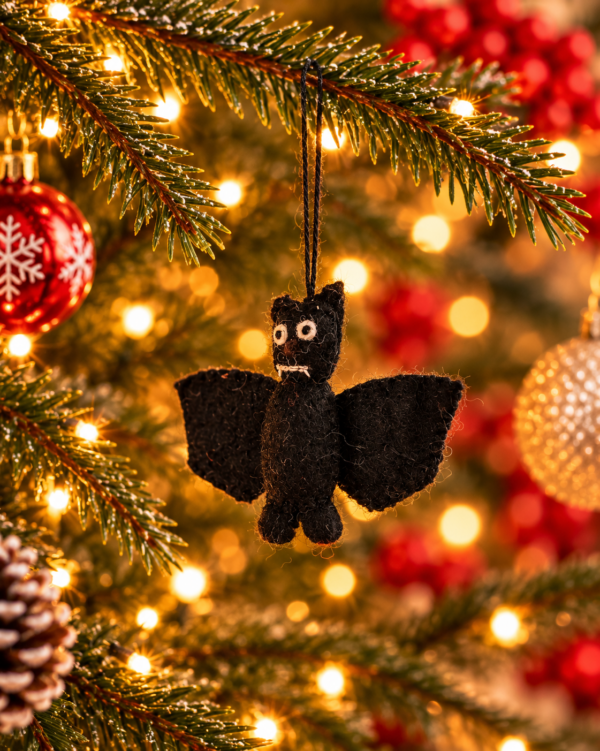 Bat Hanging Ornament - 100% Wool, Handmade