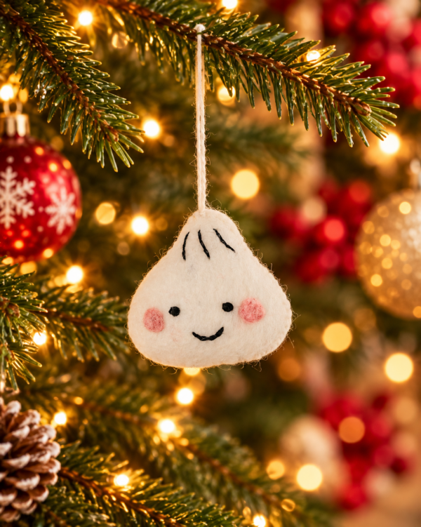 Dumpling Hanging Ornament - 100% Wool, Handmade