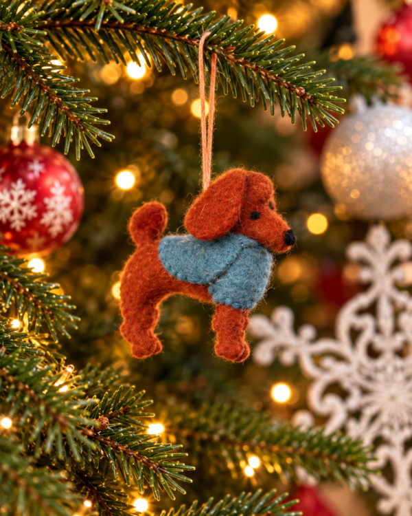 Hanging Ornaments - Red Brown Poodle