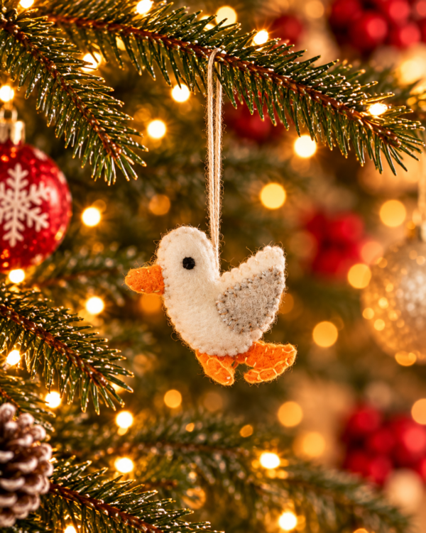 Seagull Hanging Ornament - 100% Wool, Handmade