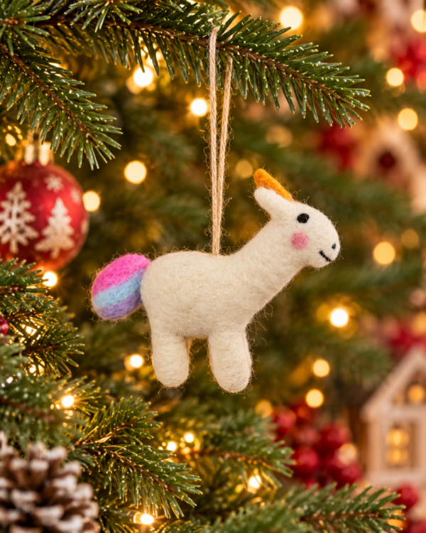 Unicorn Hanging Ornament - 100% Wool, Handmade