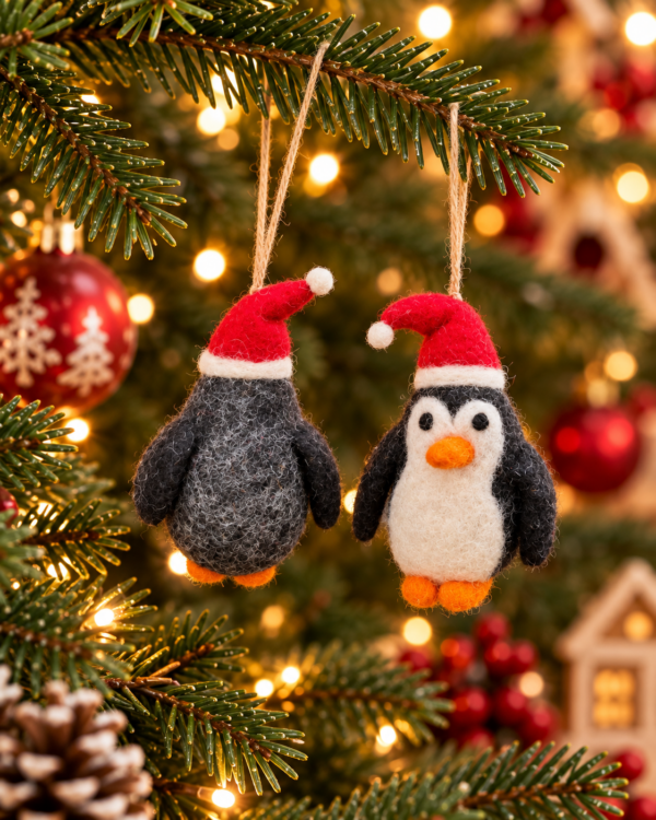 Penguin Hanging Ornament - 100% Wool, Handmade
