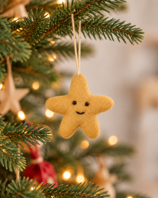 Star Hanging Ornament - 100% Wool, Handmade