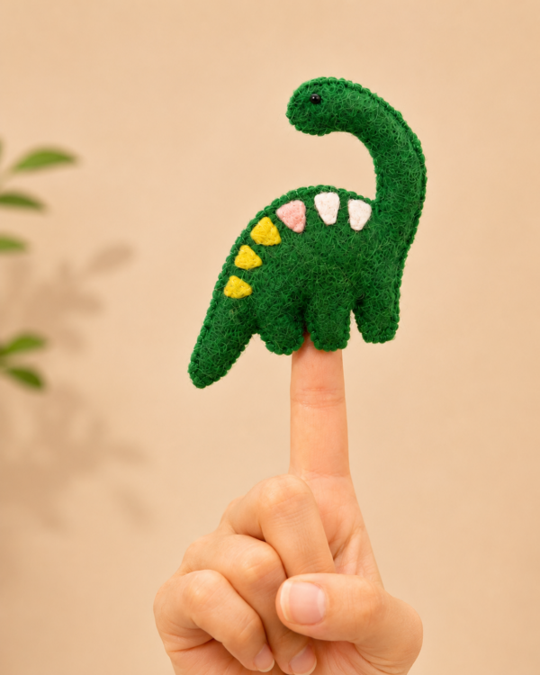 Brachiosaurus Finger Puppet, Handmade - 100% Wool