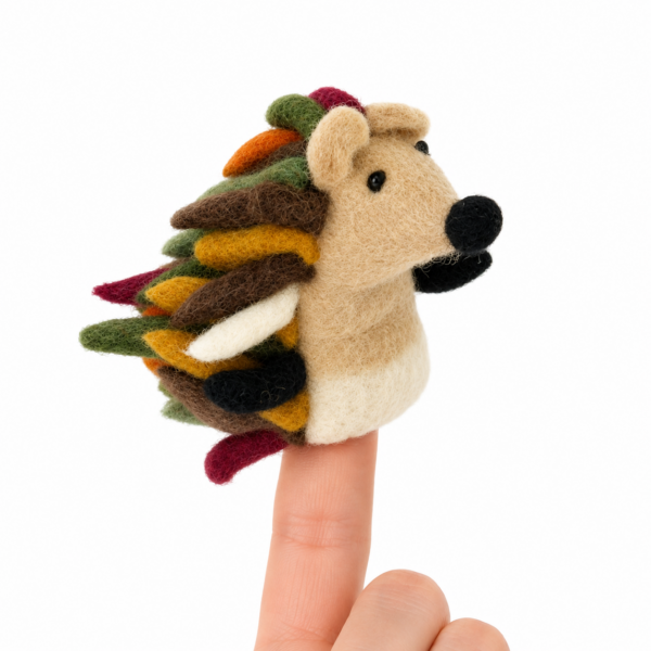 Hedgehog Finger Puppet, Handmade - 100% Wool