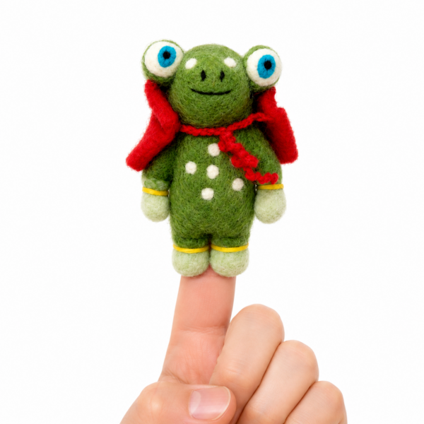 Magician Frog Finger Puppet, Handmade - 100% Wool