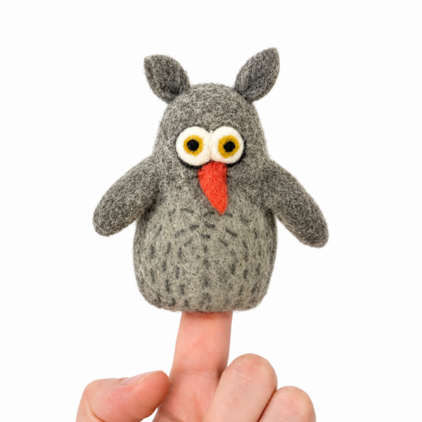 Owl Finger Puppet, Handmade - 100% Wool