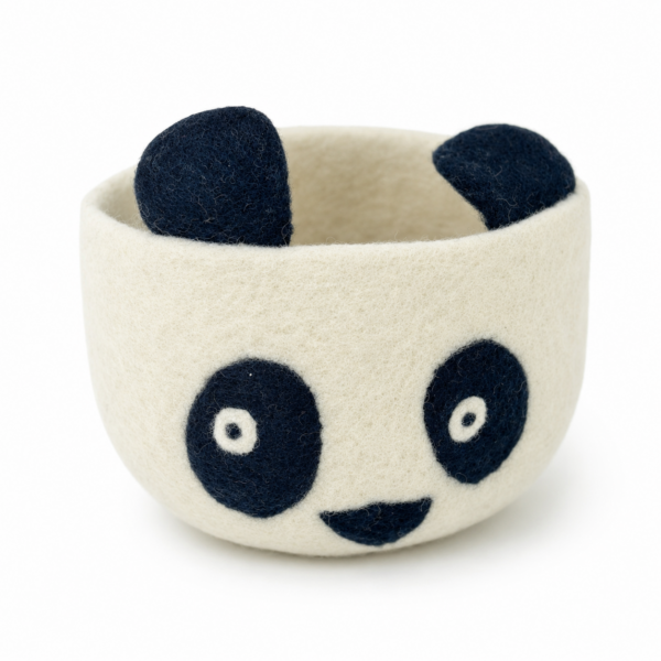 Felted Panda Plant Potter Basket - 100% Wool