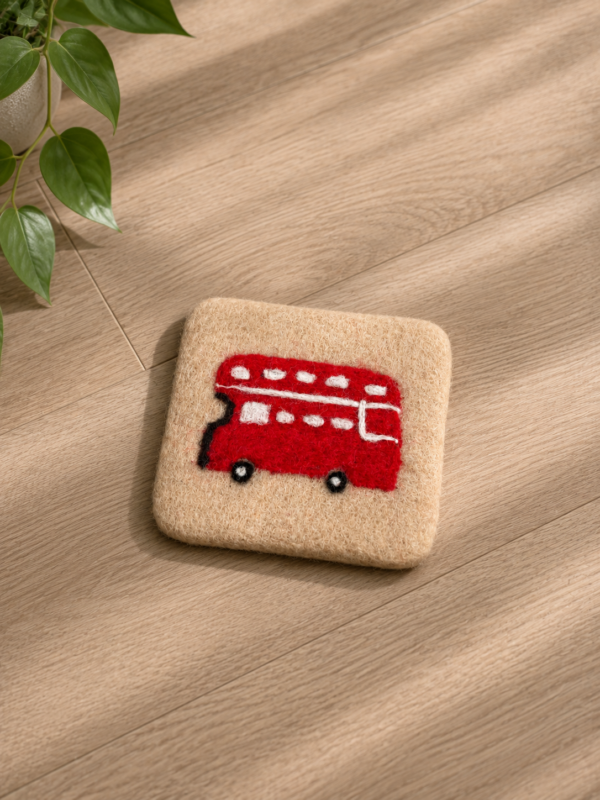 London Bus Felted Coaster -100% Wool