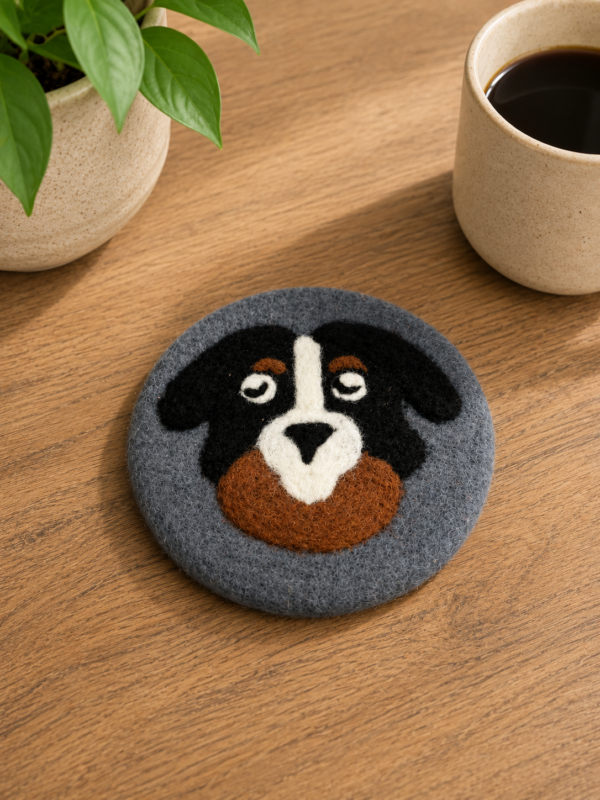 Bernese Mountain Dog Coaster, Felted -100% Wool