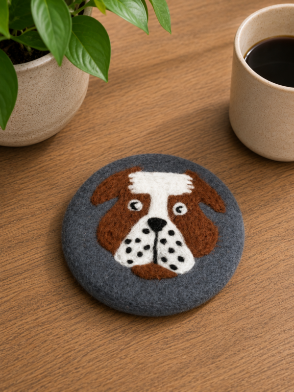 Saint Bernard Dog Coaster, Felted -100% Wool