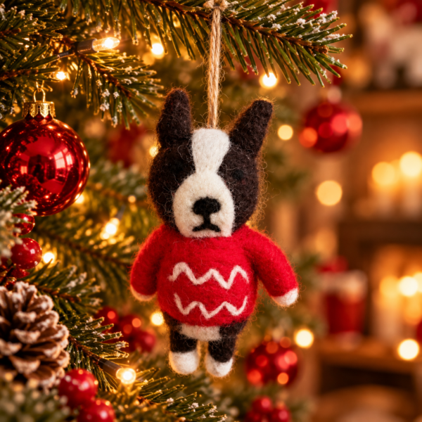 Frenchie Dog Hanging Ornament - 100% Wool