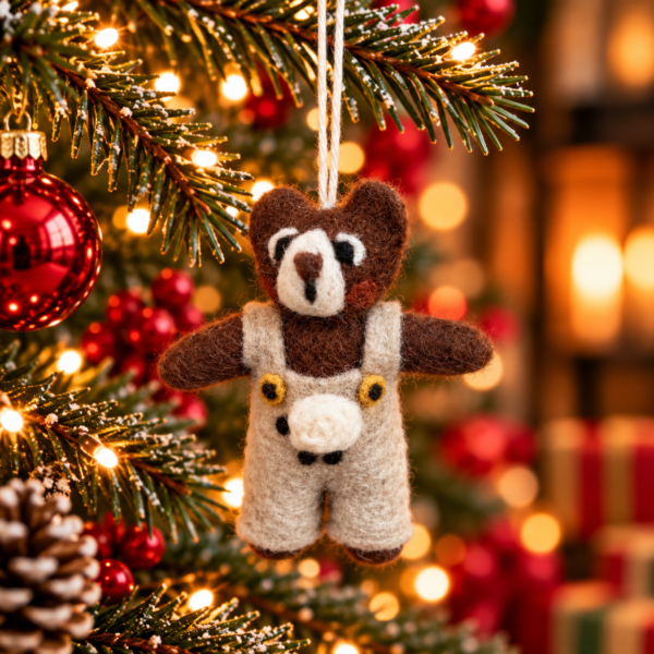 Bear Hanging Ornament - 100% Wool