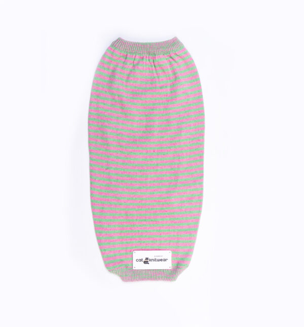 Pink & Green Striped Cat Jumper – Cotton Silk